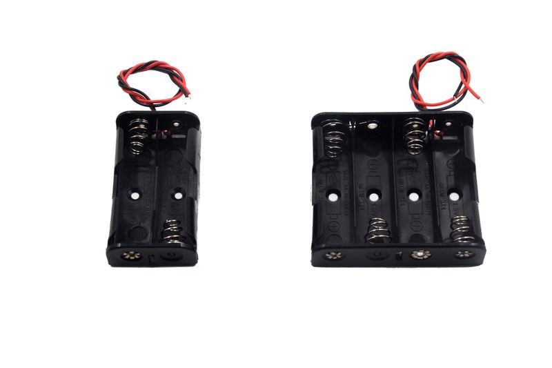 LampVPath (Pack of 4 AABattery Holder Bundle Arduino Holder 2Pcs 2 X 1.5V AA Battery Holder with Leads, 2Pcs 4 X 1.5V 4 AA Battery Holder for Arduino - Image 4